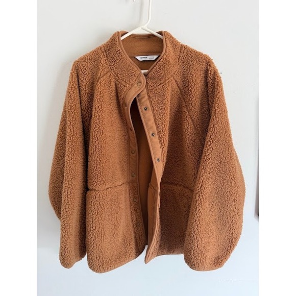 Sonoma Goods For Life Jackets & Blazers - Cozy Sonoma Sherpa Fleece Jacket Womens 1X Brown Teddy Snap Front Mock Neck Soft